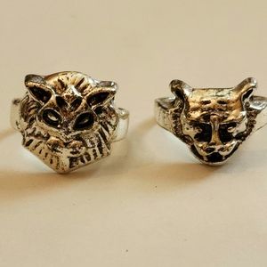 Two Halloween Rings Tiger Owl